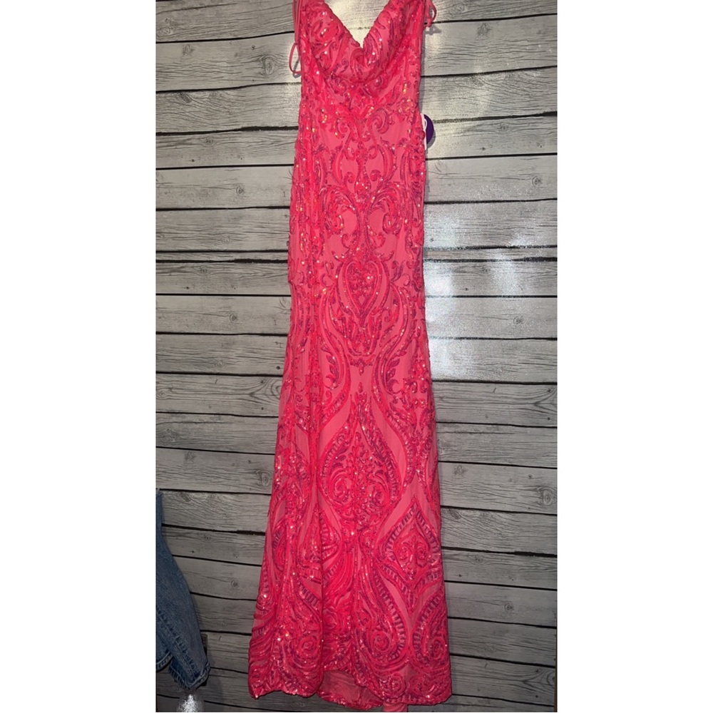Pink Sleeveless V-Neck Maxi Gown